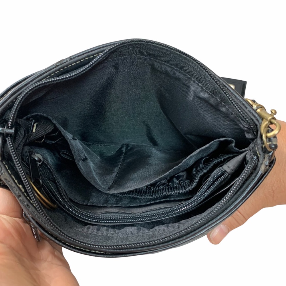 BUXTON Leather Organizer Convertible Black Wristlet Crossbody 5x9 New - Picture 6 of 11